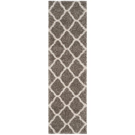 Safavieh 2 ft. 3 in. x 10 ft. Hudson Shag Power Loomed Runner Area Rug; Grey & Ivory SGH283B-210